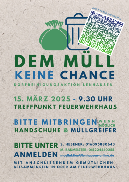 Dorfreinigungsaktion - Den Müll keine Chance!